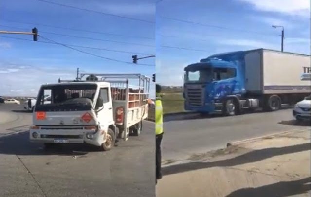 Garrafero choco contra un camion Scania