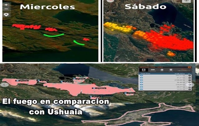 Fuego descontrolado criticas por inacción de los funcionarios y la magnitud del incendio forestal en comparación con Ushuaia