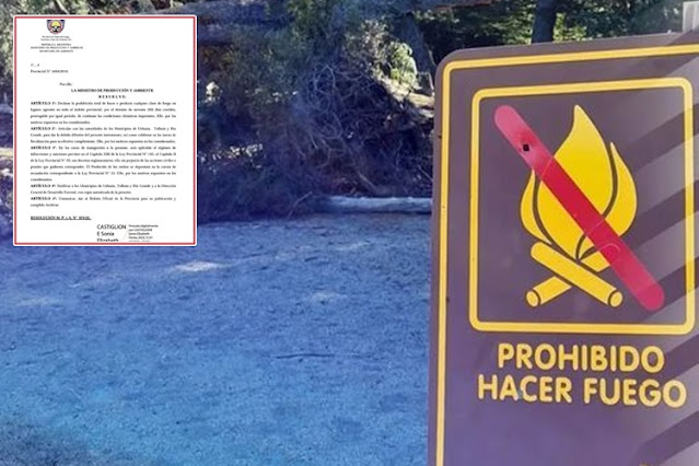 Gobierno por decreto prohíbe hacer fuego en toda TDF por 90 dias