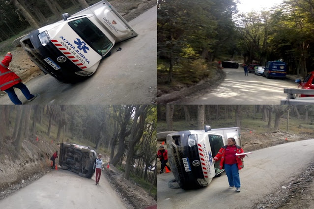 Robaron y volcaron una ambulancia en Ushuaia, un detenido