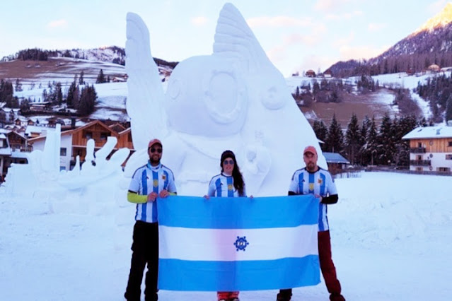 Equipo fueguino obtuvo segundo puesto en Escultura en nieve en Italia