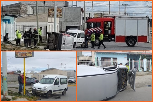 Choque y vuelco entre utilitarios, un lesionado