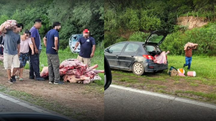 Asado gratis: tras el vuelco de hoy en Salta, pasaron y se llevaron todo