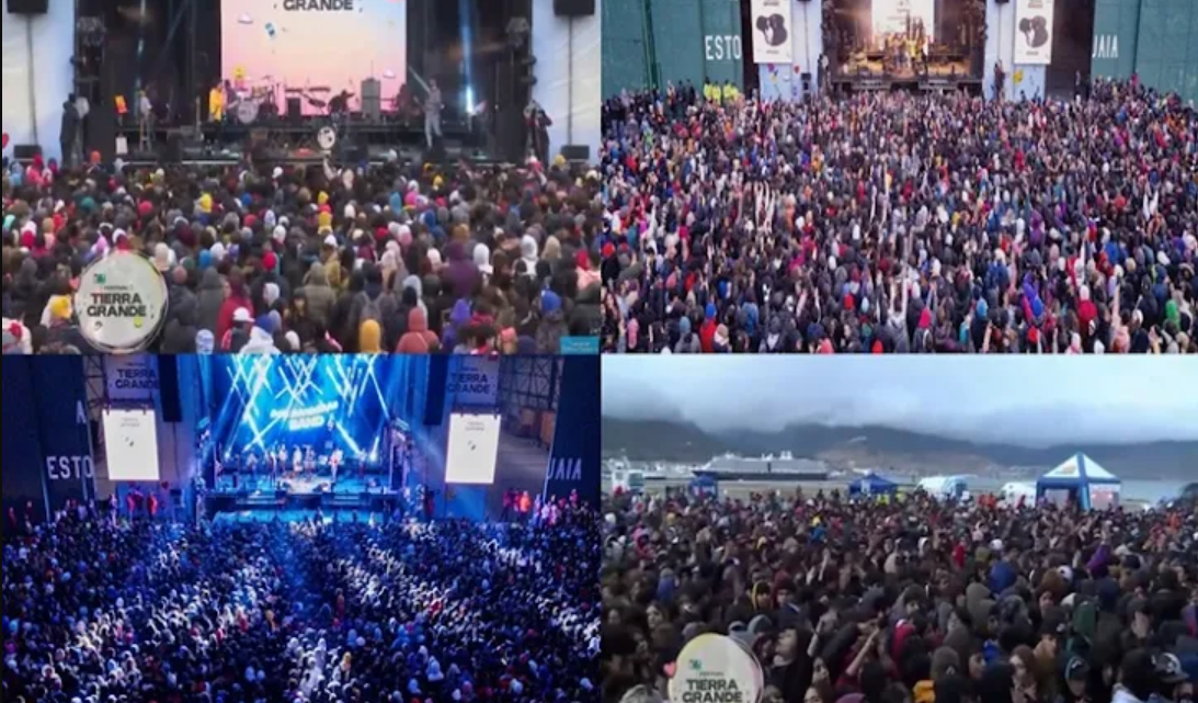 Recitales en Ushuaia, reclamo por demora entre show, con la gente esperando bajo la lluvia