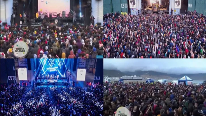 Recitales en Ushuaia, reclamo por demora entre show, con la gente esperando bajo la lluvia