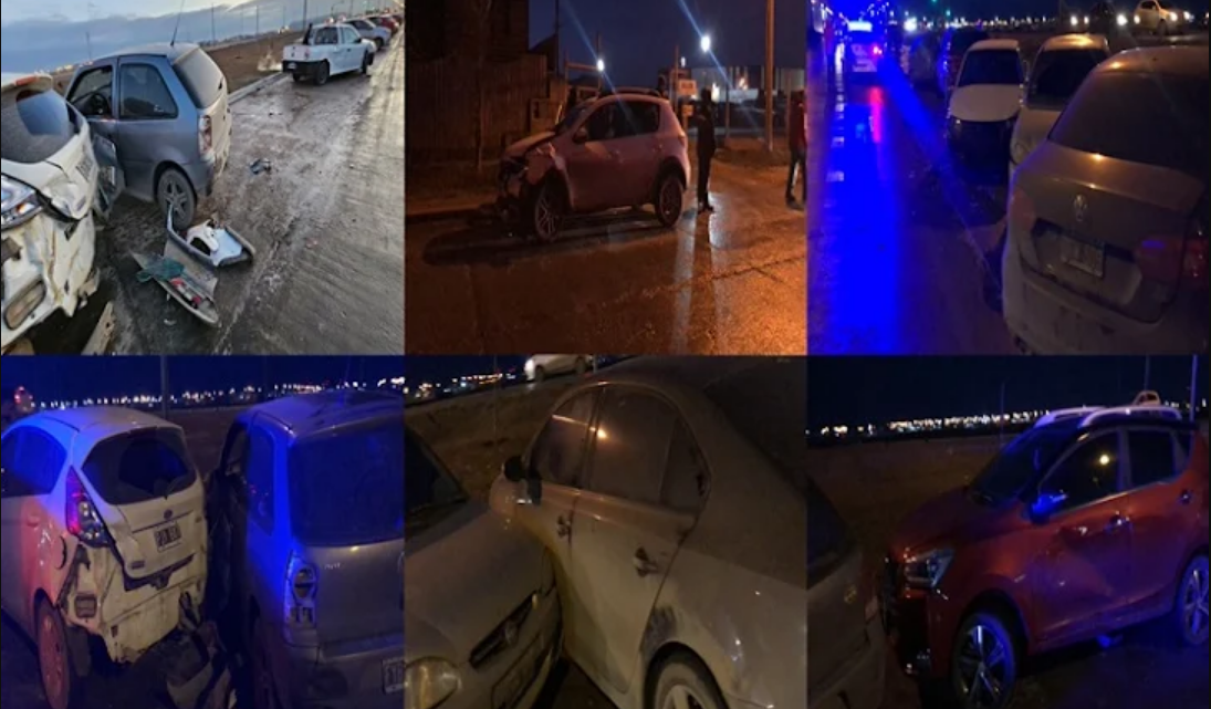 Choque seis vehiculos estacionados en la madrugada