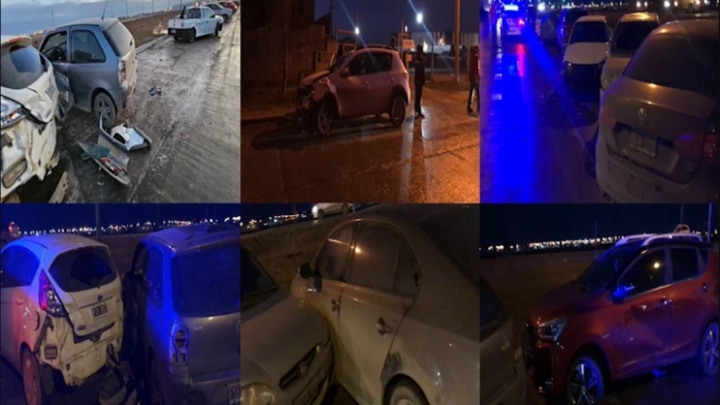 Choque seis vehiculos estacionados en la madrugada