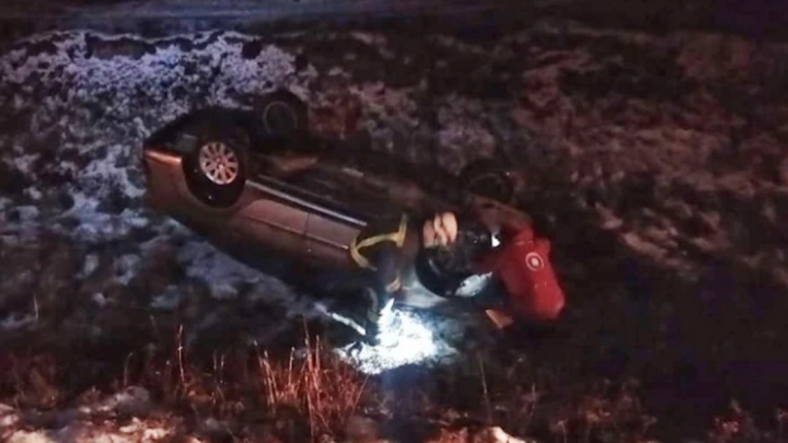 Despiste y vuelco en la Ruta 3, sin lesionados