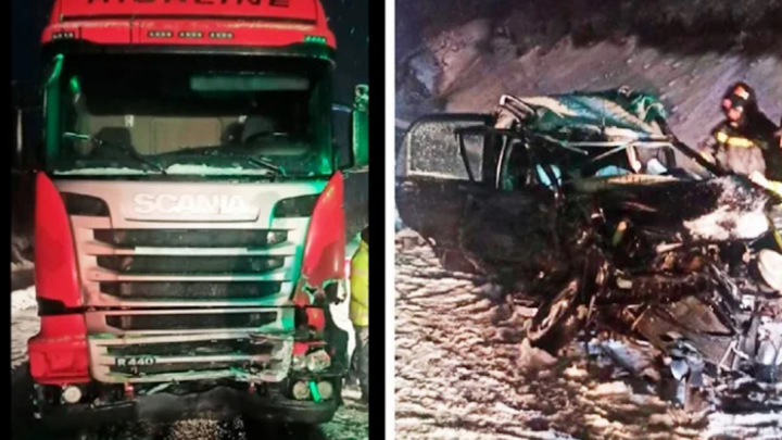 Choque en la Ruta 3 entre un auto y un camion con un lesionado