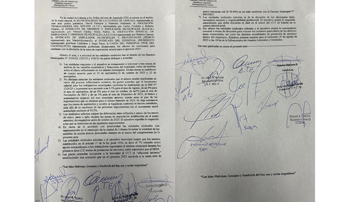 LA MUNICIPALIDAD DE USHUAIA LLEGÓ A ACUERDO CON LOS GREMIOS MUNICIPALES