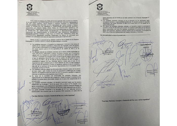 LA MUNICIPALIDAD DE USHUAIA LLEGÓ A ACUERDO CON LOS GREMIOS MUNICIPALES