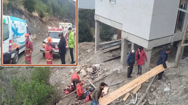 Obreros lesionados en Ushuaia, al caerse desde mas de diez metros de altura