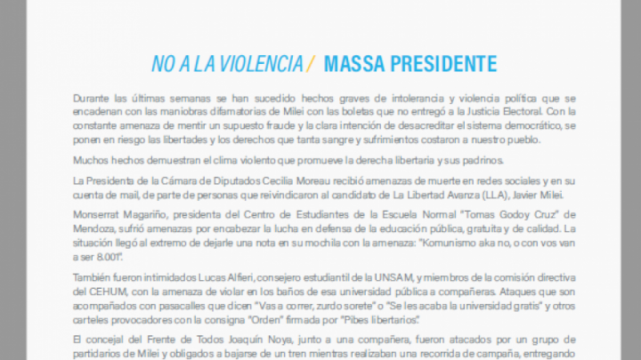 Duro comunicado en repudio a las amenazas de muerte contra Diputados Nacionales.