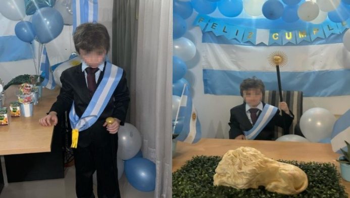 Un nene de 7 años hizo su cumpleañitos con temática de Milei: “Cuando sea grande voy a ser presidente”