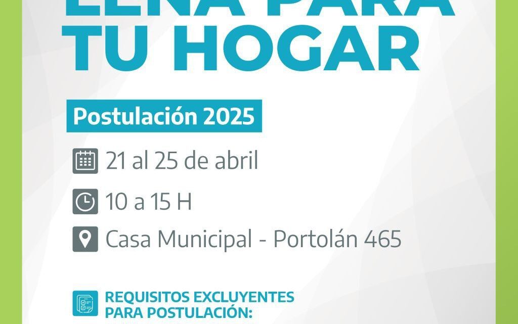 COMIENZA LA INSCRIPCIÓN AL PROGRAMA “LEÑA PARA TU HOGAR” COMIENZA LA INSCRIPCIÓN AL PROGRAMA “LEÑA PARA TU HOGAR”