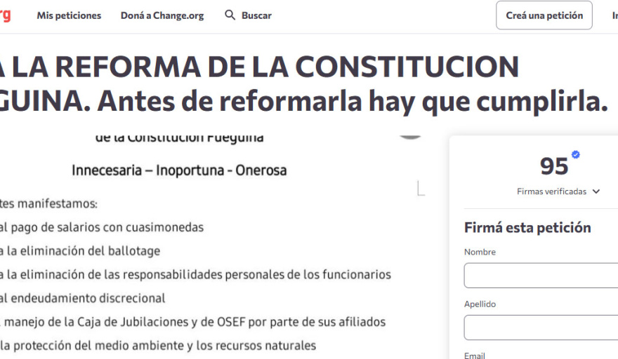 FUERTE RECHAZO SOCIAL A LA REFORMA DE LA CONSTITUCIÓN FUEGUINA. FUERTE RECHAZO SOCIAL A LA REFORMA DE LA CONSTITUCIÓN FUEGUINA.