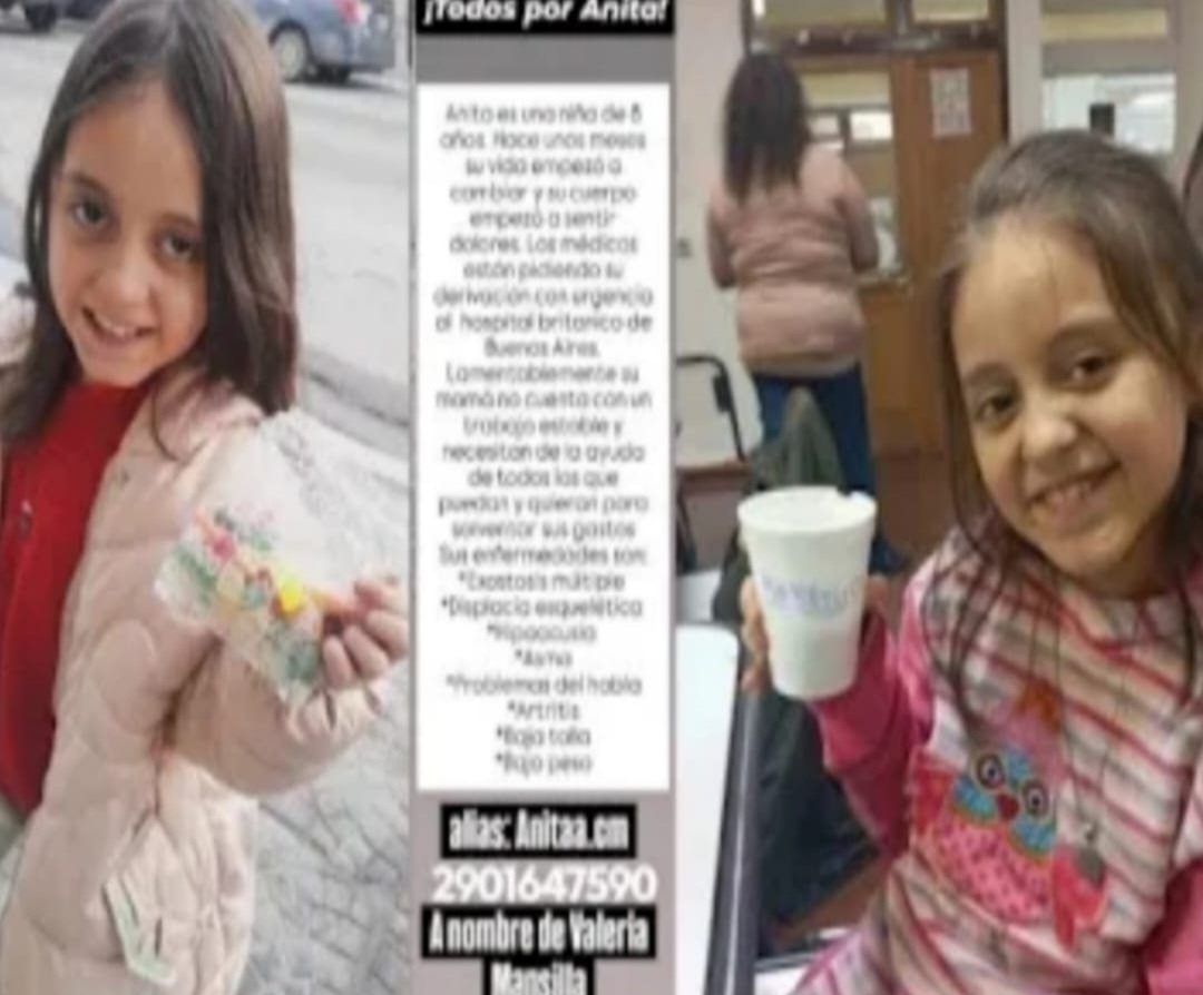 AYUDA PARA ANITA: UNA NENA FUEGUINA NECESITA DEL ABRAZO SOLIDARIO DE TODOS.